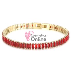 Bratara eleganta de mana BRM019DD Aurie cu cristale din zircon Rosii